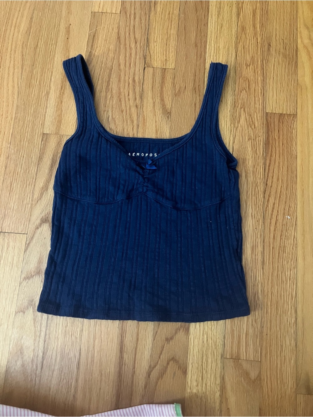 Aeropostale Dark Blue Ribbed Scoop Tank